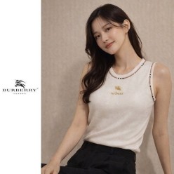 버** 라인체크 자수 민소매