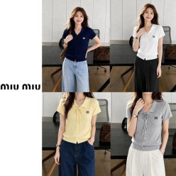 미*** 웨이브카라 버튼 리본니트