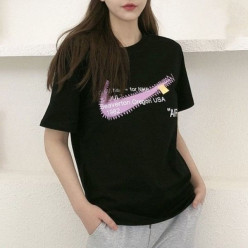 나** x 오* 핑크탑 air 배색 나염 반팔티 퀄리티업