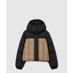 크롭 리버시블 체크 퍼퍼 재킷