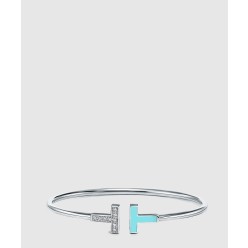 다이아몬드 및 터쿼이즈 와이어 브레이슬릿