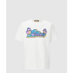 프린트 면 티셔츠