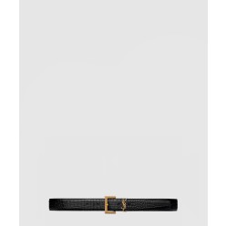 스퀘어 버클을 장식한 유광 크로커다일 엠보스드 가죽 소재의  벨트 634437