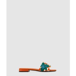 샌들 자수 패브릭 슬라이드 1XX652