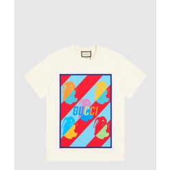 프린트 면 티셔츠