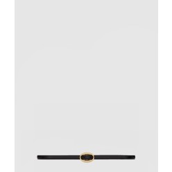 부드러운 가죽 소재의 타원형 버클 슬림 벨트 756409