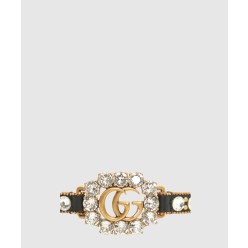 크리스털 더블 G 레더 팔찌 648722