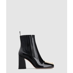 트레 비비에 스트라스 버클 에나멜 앵클 부츠 5222