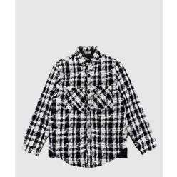 로고 체크 코트