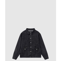 로고 프린트 쇼트 코트