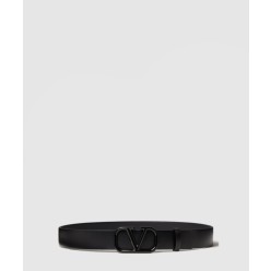 브이로고 시그니처 유광 송아지 가죽 벨트