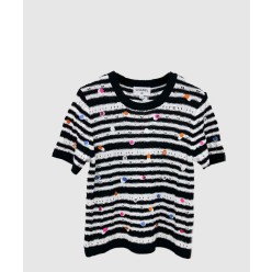 프린트 니트 톱