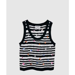 프린트 니트 톱