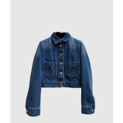 로고 프린트 쇼트 코트