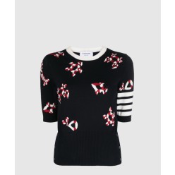 프린트 니트 톱