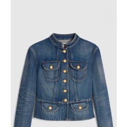 로고 데님 코트