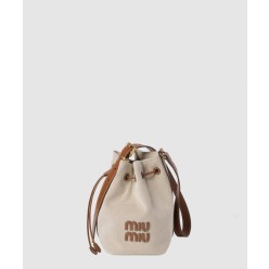 캔버스 및 가죽 버킷 미듐백 5BE090