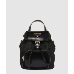 스몰 리나일론 및 브러쉬드 가죽 백팩 1BZ075