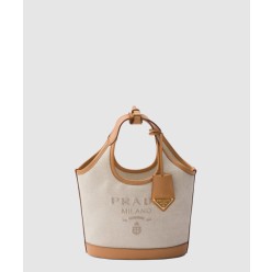 리넨 혼방 및 가죽 미니 버클백 1BE074