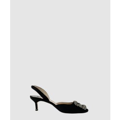 새틴 주얼 버클 뮬