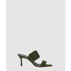 게이블 스웨이드 오픈 토 뮬