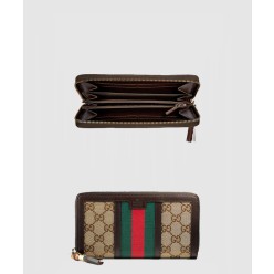 라니아 캔버스 GG 원단 지퍼형 가죽 지갑 353651