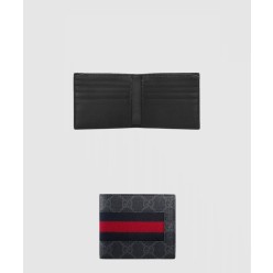 구찌 GG 슈프림 웹 지갑 블랙 그레이 408827