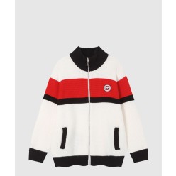 로고 니트 코트