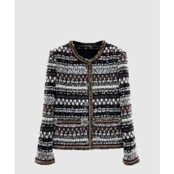 로고 니트 코트