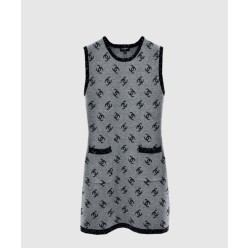 로고 니트 코트