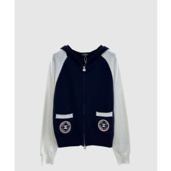 로고 니트 코트