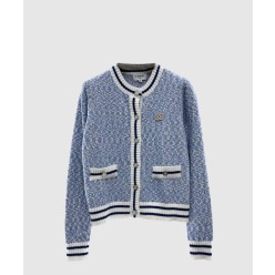 로고 니트 코트