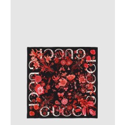 플로라 프린트 실크 까레