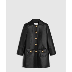 클로딘 칼라 코트 소프트 램스킨