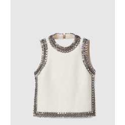 크리스털 자수 울 실크 탑