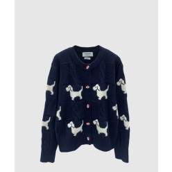 로고 니트 코트