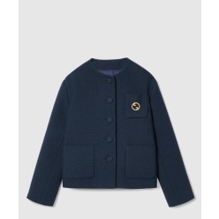 브로치 디테일의 코튼 트위드 재킷