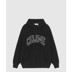 후드 스웨터 리브드 울