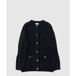 로고 니트 코트