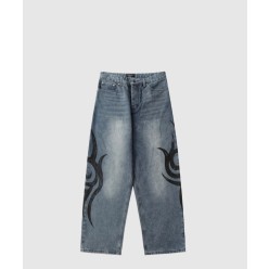 스트레치드 니 배기 팬츠