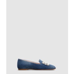 Flower Strass소프트 레더 로퍼 6343