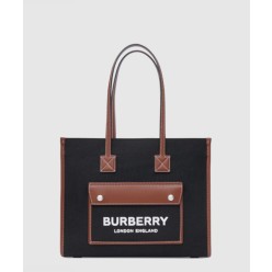 투톤 캔버스 레더 스몰 토트 80576001