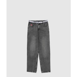 웨이스트 로고 밴딩 데님 진