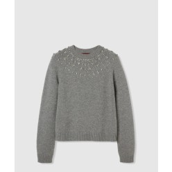 크리스탈 장식 울 캐시미어 혼합 스웨터