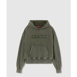 자수 코튼 저지 후드 스웨트셔츠