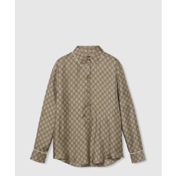 프린트 실크 트윌 셔츠