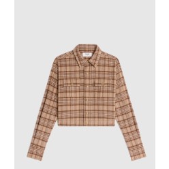 체크 패턴 울 크롭 자켓