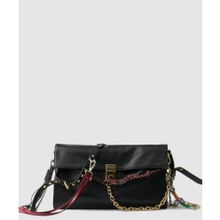 참이 달린 라지 프라다 소프트 사운드 가죽 숄더백 1BD379