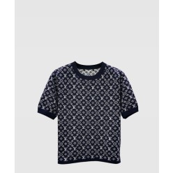 프린트 니트 톱