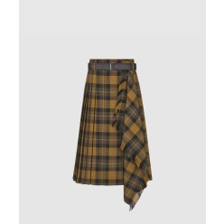 벨트 미디 드레이프 스커트